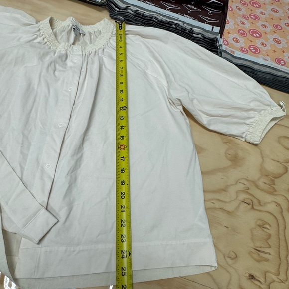 COS Contrast Volume-Sleeve Top Lightweight Blouse Bomber Jacket Snap Closure Lg - Picture 10 of 12